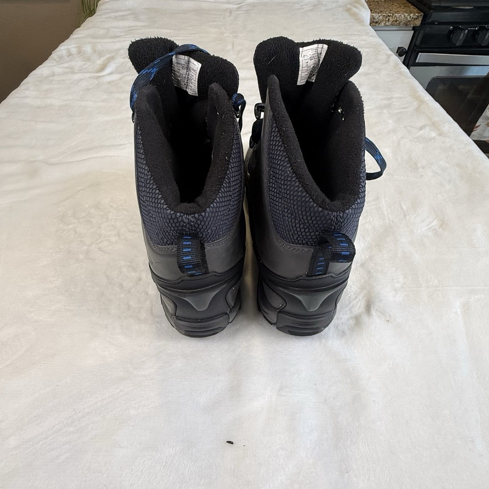 Merrell Carbon Mens Hiking Boots Size 12 Waterproof Select Ice Grip Black Blue - Picture 3 of 5